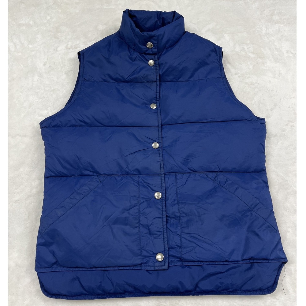 L.L. Bean Puffer Vest Womens Medium Blue Vintage Quilted Snap Front Outerwear